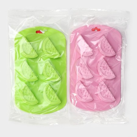 Baking shape of the share "watermelon slices", silicone, 19 × 11 × 1.5 cm, 6 cells (4 × 2.5 cm), color mix-6