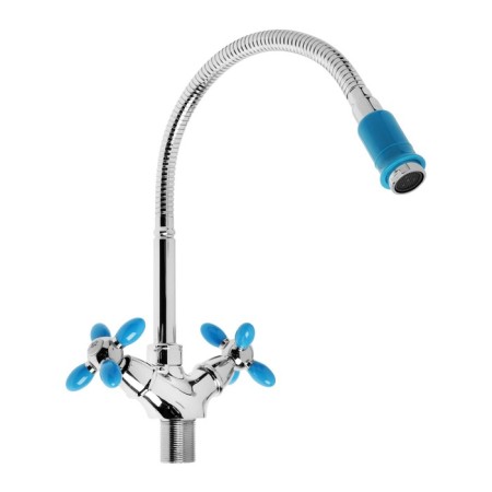 Accoona A4882M kitchen mixer, double -leaf, with flexible surge, blue/chrome-1