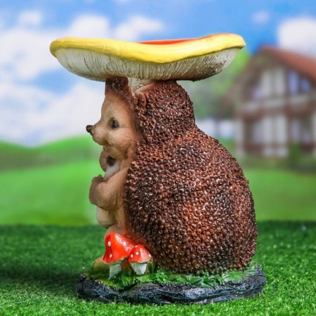 Garden Figure-Hedgehog "Gray Hedgehog under the Mushroom" good souvenirs from polystone, 23 cm, average-5