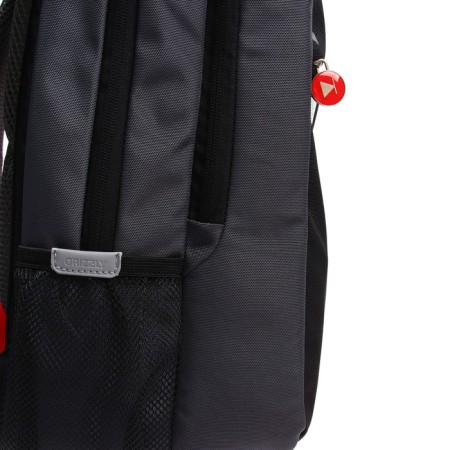 School backpack, 39 x 26 x 19 cm, Grizzly 156, ergonomic back, laptop compartment, black/gray/red RB-156-2_6-14