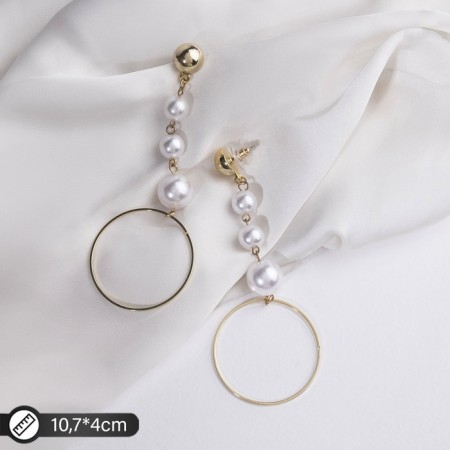 Earrings with pearls "tenderness" of thread, white color in gold