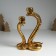 Polystone candlestick for 2 candles "two royal cobra" gold 14.5x10.5x21.2 cm