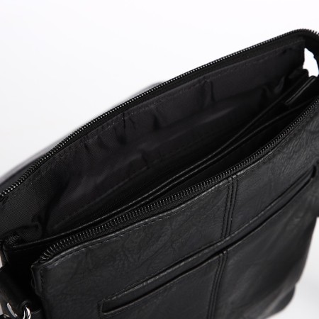 Male bag on lightning, terra dever, long belt, black color-4