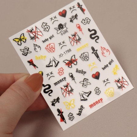 Nail stickers "Baby Girl" color black/red/yellow-1