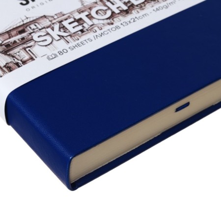Sketchmarker sketchbook, 130 x 210 mm, 80 sheets, solid cover of artificial leather, blue, block 140 g/m2-3