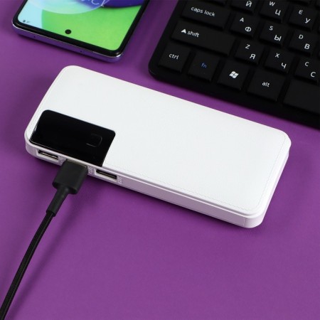 External battery Luazon PB-04, 7500 mAh, 3 USB, 2 A, display, flashlight, white-2