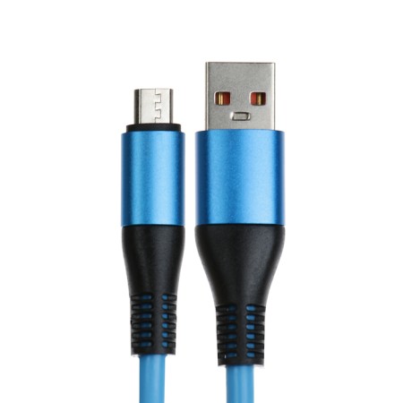 MicroUSB cable - USB, 2.4 A, TPE braid, thickened, 1 meter, blue-1