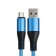 MicroUSB cable - USB, 2.4 A, TPE braid, thickened, 1 meter, blue
