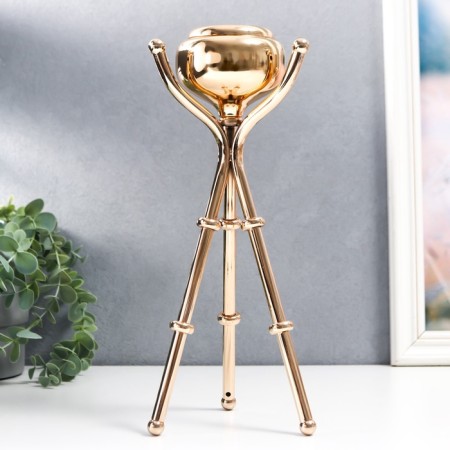 Summary Metal for 1 candle "Trinoga with a dome" gold 28x13x13 cm-1