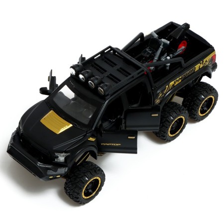 Metal jeep, 1:24, inertial, doors, hood, trunk, black color open-6