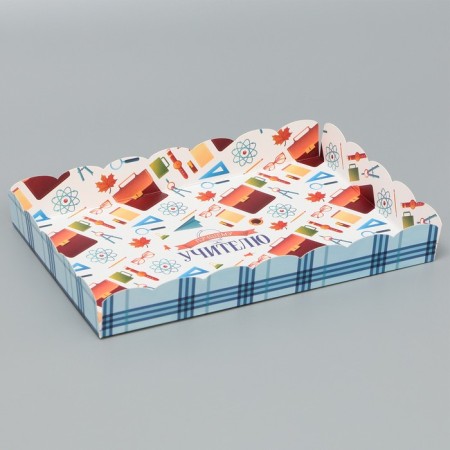 Cookie box, confectionery packaging with PVC lid, “best teacher”, 22 x 15 x 3 cm-2