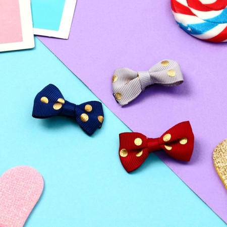 Hair clip "Bow" large peas, 4 cm, mix-1