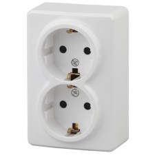 2x2p+E Schuko outlet with curtains, 16A-250V, IP20, OU, Era Expert, White