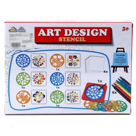 Stencils "Figures", set of 6 pcs., 6 pcs. Flomasters, pen, paper-2