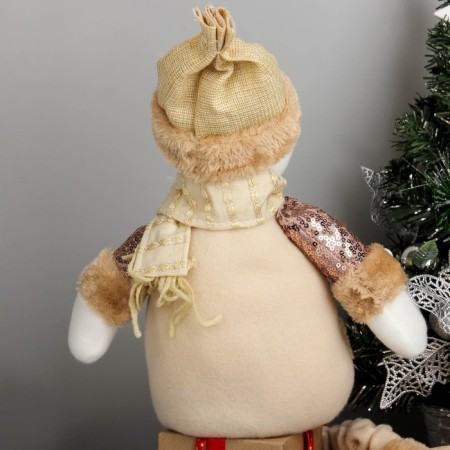 Soft toy "Snowman in sequins - long legs" sits, 13x52 cm, brown-4