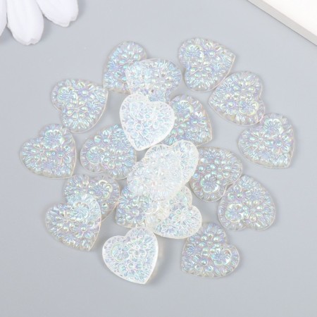 Decor for creativity Plastic "Heart" holography White set 20 pcs 1.6x1.6 cm-2