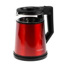 Electric kettle Energy E-200, Metal, Glass Sobe, 1.2 L, 1350 W, Red