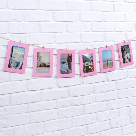 Garland for photographs with junction of Pink, 6 pcs-5