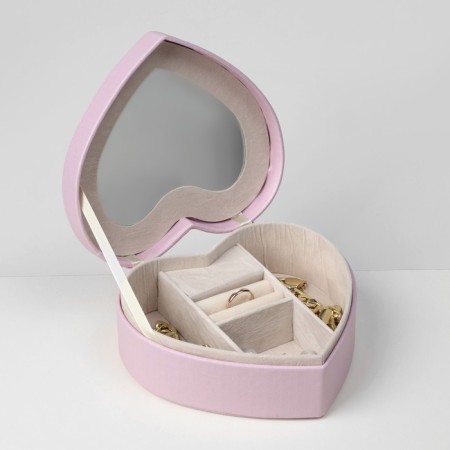 Organizer for decorations portable with the mirror "Casket Unicorn Heart", 17 × 15 × 7 cm, pink color-3