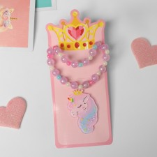 Set of children's “chosen” 2 subjects: bracelet, pendant, magical unicorn, lilac color