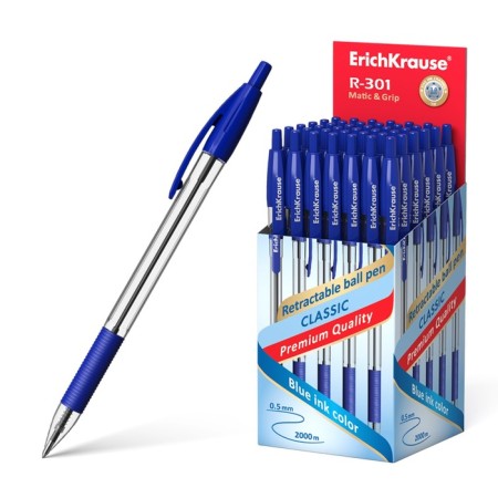 Handle Automatic Erich Krause R-301 Classic Matic & Grip, blue rod, 1.0 mm