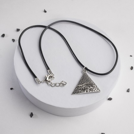 Piece on the lace "Eye RA", color black silver on a black lace, 44 cm-2
