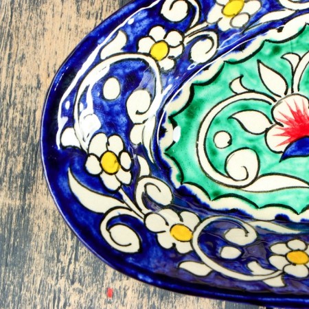 The herdgehog of Rishtan ceramics "Flowers", 24 cm, blue, mix-2