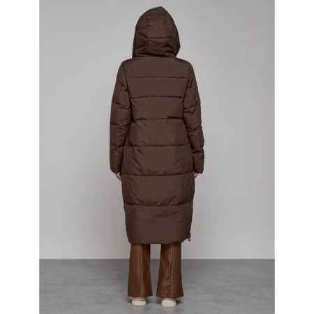Coat insulated winter female, size 46, dark brown color-3