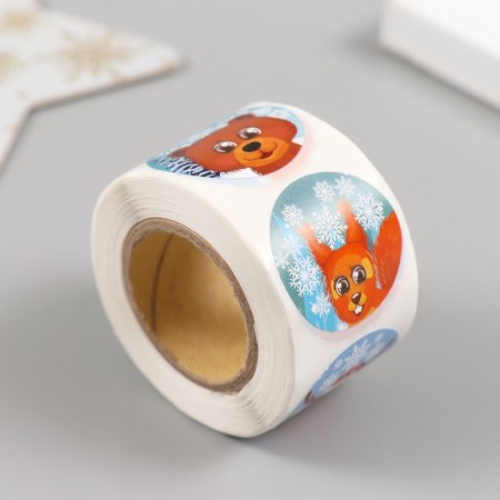 New Year Stick Paper "Snowman and Beast" d = 2.5 cm 252 pcs in the roll-1