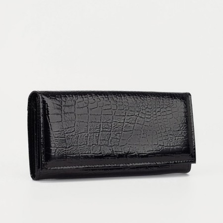 Women's wallet on the button, black color