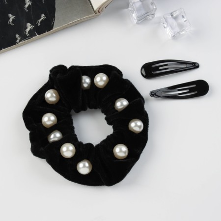 Hair set "Gloria Grace" (elastic band 7 cm, 2 invisibility 5 cm) black-2