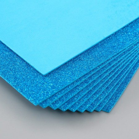 Foamiran glitter 2 mm, 20x30 cm, blue-3