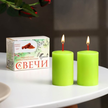 A set of candles-stolbiks 2 pcs, 4x6 cm, cinnamon-3