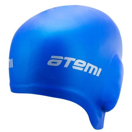 ATEMI EC104 swimming cap, silicone with “ears”, blue color