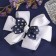 Hair elastic band "Schoolgirl" double, peas, 13 cm, white-blue