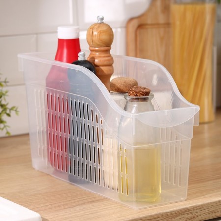 Storage container on wheels Ricco, 6 l, 35.5 × 13 × 20 cm, with a handle, transparent-1