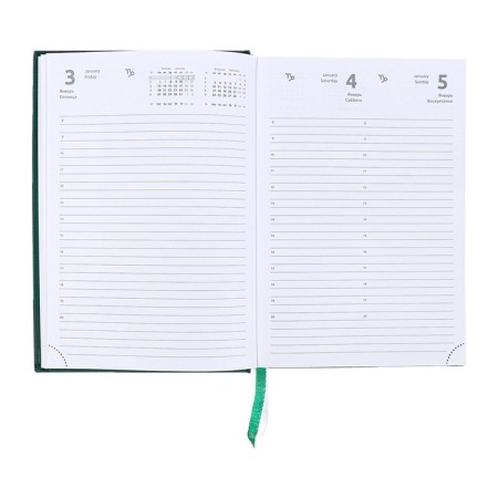 Dated diary 2024, A5, 176 sheets, Attomex.lancaster, Balakron cover, Lasse, Block 70 g/m2, Green-11