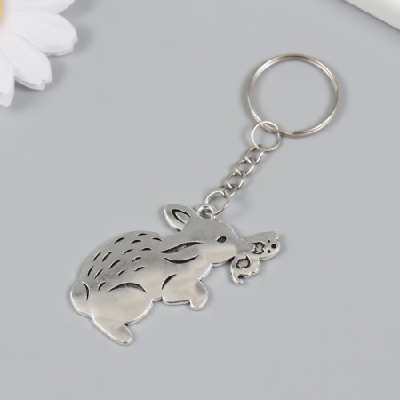 Metal keychain "Bunny with a butterfly on the nose" 5x3.4 cm-1