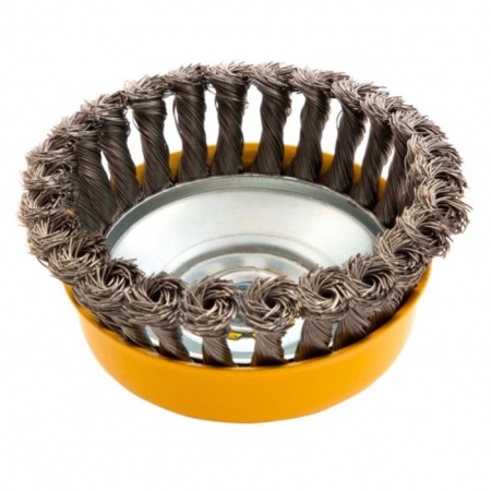 Denzel Ushm brush, 125 mm, M14, cup, twisted stainless steel. I wire 0.5 mm-3