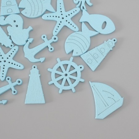 Decor for creativity tree "Sea surf" set of 20 pcs blue 2.5x2.9 cm-2