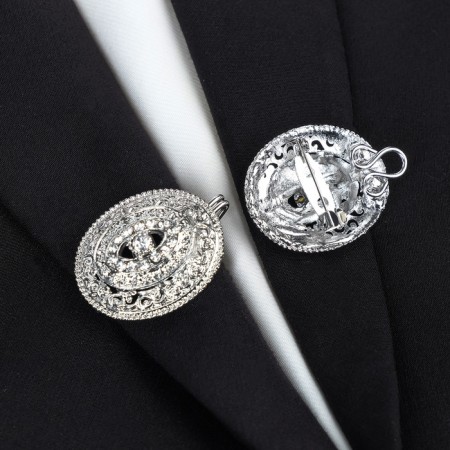 Cardigan clamp "Ellipse", white color in silver-4