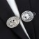 Cardigan clamp "Ellipse", white color in silver