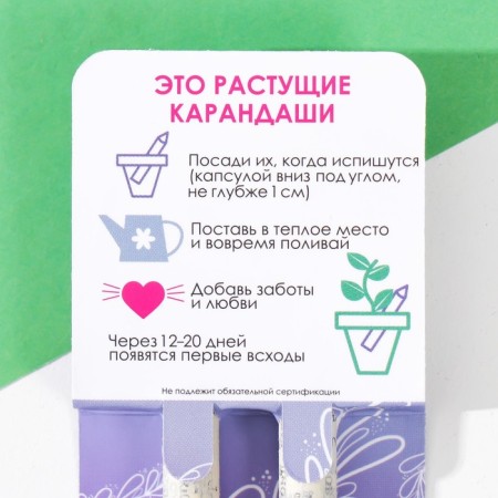 Growing gift pencils Mini "Basil + Mint" set 2 pcs.-2