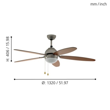Ceiling fan with the lamp SUSALE, E14, 1x60W, steel, nickel, glass, white-7
