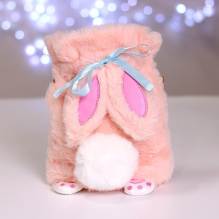 Bag-bag children's plush "Bunny", pink color, 20x18x9 cm-2