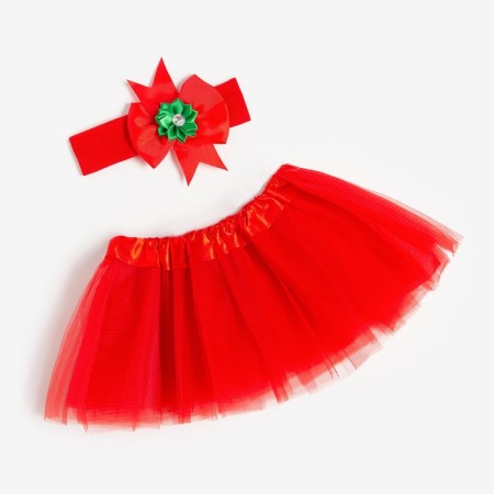 New Year. Set "New Year" skirt and a bandage on the head, 3-18 months, red