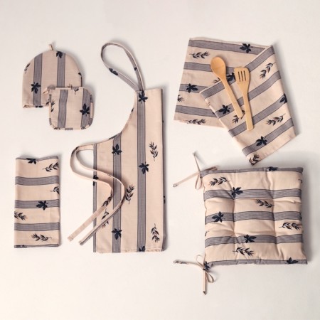 Apron Ethel "Leaves" 60x70cm, 100% HL, reps 220 g/m2-1
