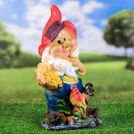 Garden figure "Dwarf with a cock and wheat" 41cm