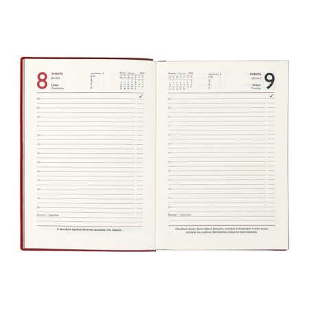 Dated 2025 diary, Escalada, A6+ 176 sheets, soft cover, artificial leather, pancake embossing, tinted block 70 g/m2, burgundy-11