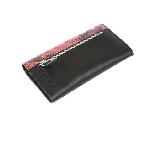 Wallet, button, 5 departments for bills, 2 for coins, 4 for cards, red python/black show-2